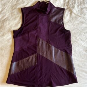 Calvin Klein Deep Purple Tank Top with Leather Accents